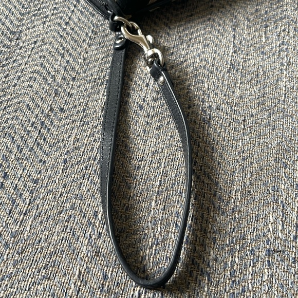 Coach Black Canvas Tan C Signature Leather Trim Wristlet Wallet. - Picture 15 of 16